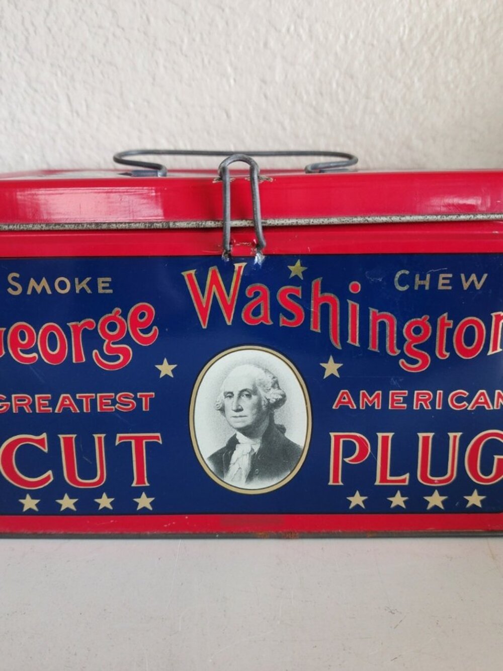 Vintage George Washington Cut Plug Tobacco Tin With Handle